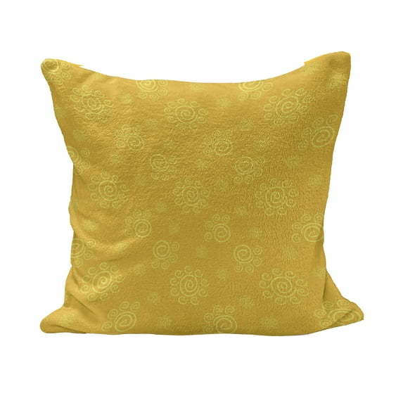 Yellow Fluffy Throw Pillow Cushion Cover, Sun Solar Hand Drawn Style Pattern with Little Spiral Spots Like Hot Summer Day Inspired, Rectangle Accent Pillow Case, 26" x 16", Yellow, by Ambesonne