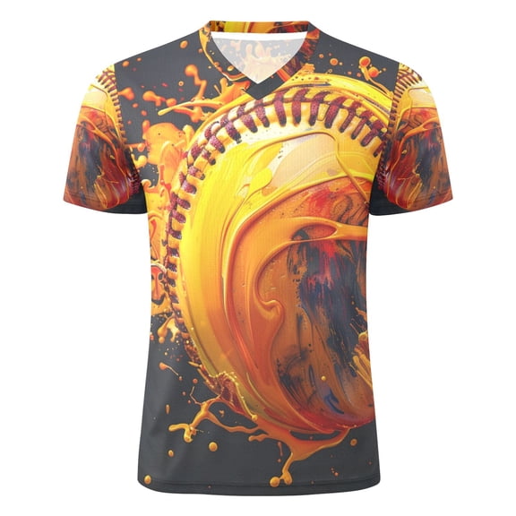 Yellow Flying Baseball Men's Sports Jerseys Athletic T-Shirt Football Referee Short Sleeves Shirt 3XL