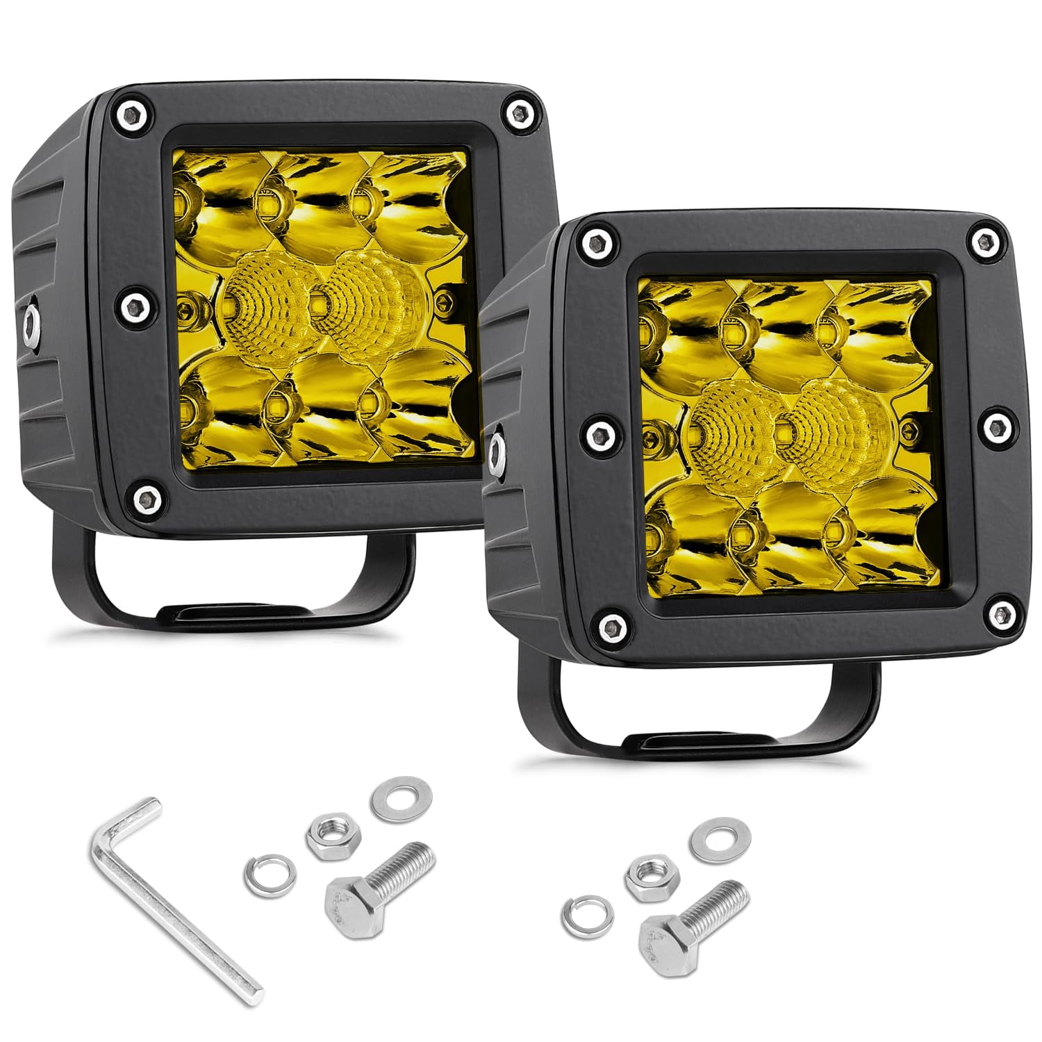 80W Amber LED Cube Pod Lights + Wiring Kit For Toyota 4Runner A-Pillar, Hood, Ditch 80W Amber LED Cube Pod Lights + Wiring Kit For Toyota 4Runner A-Pillar, Hood, Ditch