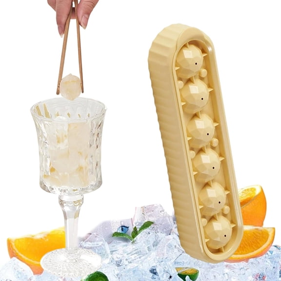 Yellow Food Grade Soft Silicone Diamond Ice Cube Tray, Multi-Functional Household Ice Making Tool, Reusable Custom Mold for Diamond Ice Balls and Popsicles