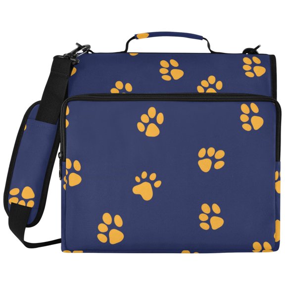 Yellow Footprint Pattern 3 Ring Binder Bag Zipper Binder Organizer with 14 Inch Laptop Sleeve