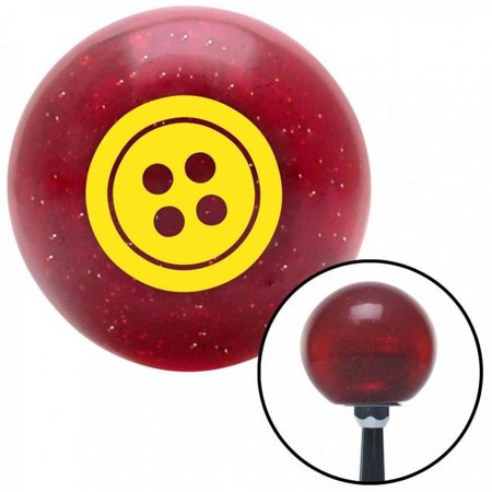 Yellow Four Hole Button Red Metal Flake Shift Knob with M16 x 1.5 Insert Shifter Brody
