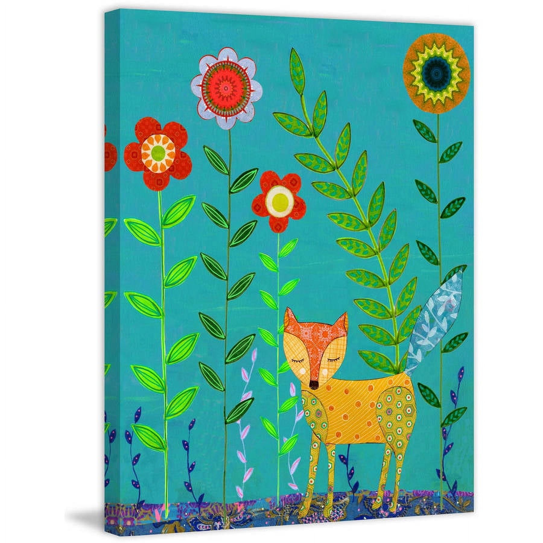 "Yellow Fox" Painting Print on Wrapped Canvas
