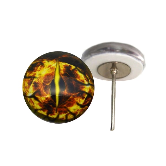 Yellow Fractal Dragon Glass Eyes on Wire Pin Posts