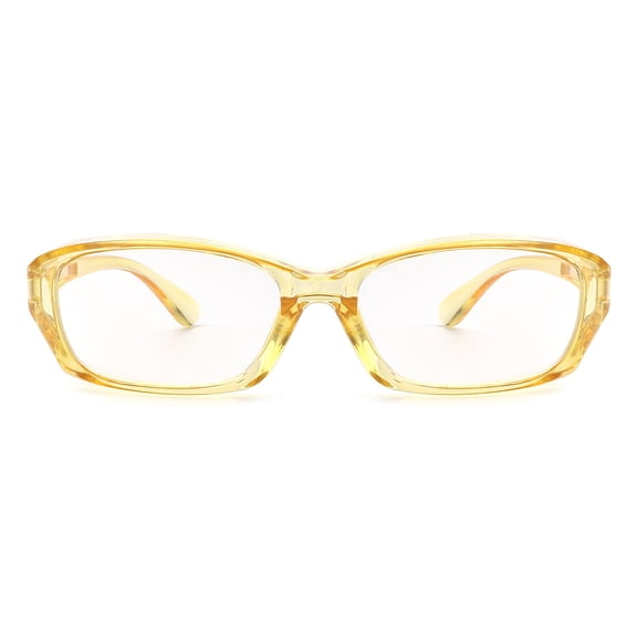 Yellow Frame Square Eyeglasses - Clear Lens Minimalist Daily Office Eyewear