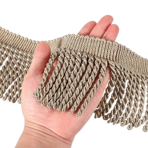 Yellow Fringe Trim, 5 Yards x 4inch Fringe Trim Curtain Tassel Thick Long Fabric Sewing for Curtain Sofa Clothes DIY Decoration