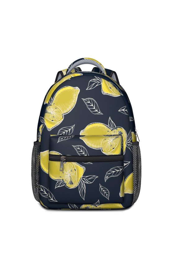 Yellow Fruit Inspired School Backpack - Durable & Lightweight with Adjustable Shoulder Straps & Padded Back Panel