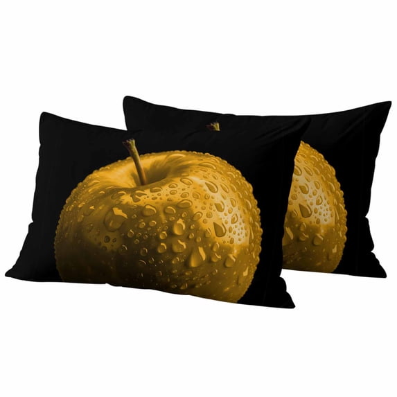 Yellow Fruit Outdoor Waterproof Pillow Covers, Modern Minimalist Decor Black Background Decorative Rectangle Throw Pillowcase Sofa Cushion Sham for Patio/Couch/Chair, 20"x12" 2 Pack