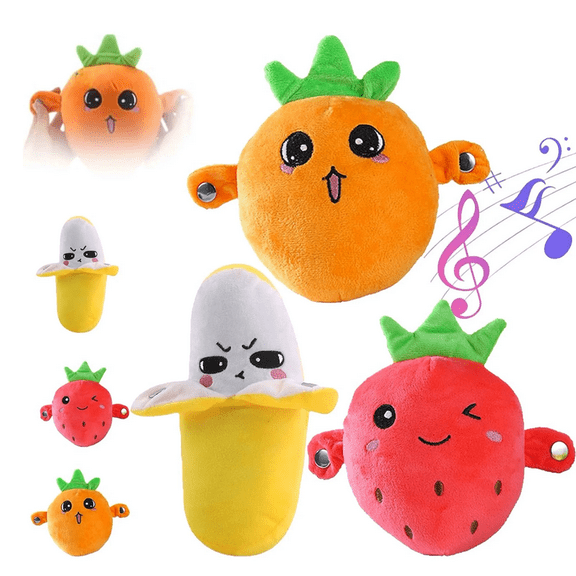 Yellow Fruit Sensor Beat Piano Interactive Doll Toy Musical Parent Activity Plush Toy With Sound Effects Educational Game C