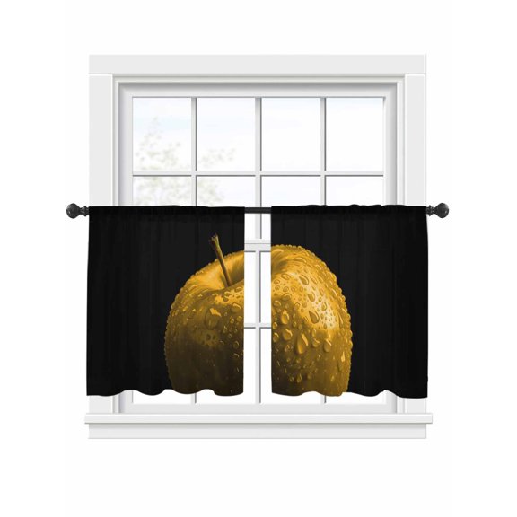 Yellow Fruit Sheer Curtains 2 Panels Set Berry Drops Modern Classic Sheer Window Curtains Light Filtering Rod Pocket Voile Drapes for Bedroom Living Room 52"x54"