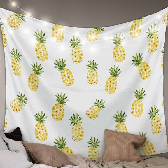 Yellow Fruits Tapestry for Bedroom Wall Hanging Tapestry, Summer Fruits Watercolor Tropical Ceiling Backdrop Tapestries Poster Blanket Wall Decor for Teens Room Living Room Dorm 39" x 59"
