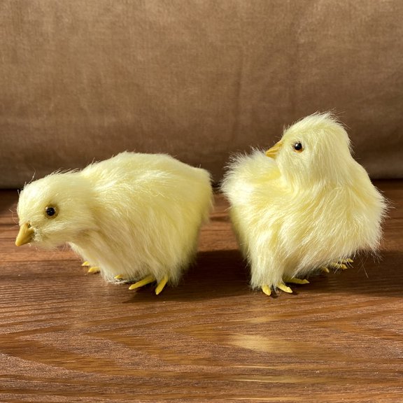Yellow Furry Plush Baby Chicks Farm Animal Decor Easter Basket Stuffers 2 Pack