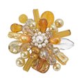 thumbnail image 1 of Yellow Fusion Quartz-Mother of Pearl-Pearl Floral Pin-Brooch, 1 of 4