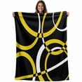 thumbnail image 1 of Yellow Geometric Blanket Soft Cozy Warm Throw Blanket for Couch, Plush Fuzzy Flannel Fleece Blankets for Sofa, Modern Abstract Simple Lines Black Bed Blankets Lightweight Gifts for Women, 40"x50", 1 of 9