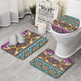 thumbnail image 1 of Yellow Geometric Boho Pattern Bathroom Rugs Sets 3 Piece,Toilet Cover Set,Absorbent Non Slip Bathroom Mats Sets with U-Shaped Contour Rug Toilet Rug Set, 1 of 5