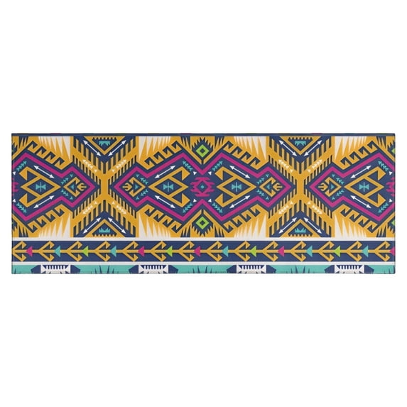 Yellow Geometric Boho Pattern Kitchen Rug Mat,Kitchen Runner Rugs Non Skid Washable,Decorative Kitchen Floor Mats for Kitchen,Sink,Laundry,17"X47"