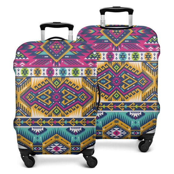 Yellow Geometric Boho Pattern Luggage Cover Fashion Suitcase Cover Baggage Covers Fit 25-28 Inch Luggage (Go Travel)