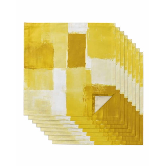Yellow Geometric Cloth Napkins Set of 8 Reusable Dinner Napkins, Watercolor Ombre Modern Abstract Art Cocktail Napkin Washable Table Napkins for Wedding/Holiday Party/Baby Shower 20"x20"