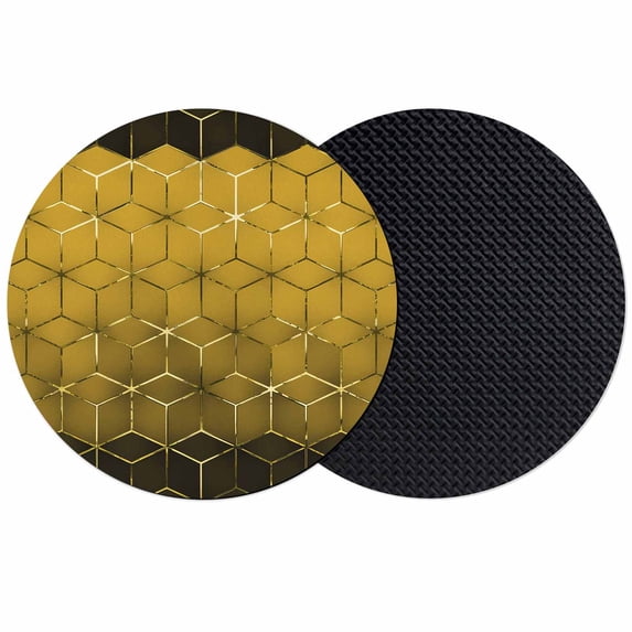 Yellow Geometric Coasters Set of 2, Absorbent Coasters for Drinks, Modern Abstract Art Ombre Coaster for Desk Coffee Table Protection, Home Decor House Warming Gifts 4"