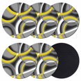 thumbnail image 1 of Yellow Geometric Coasters Set of 6, Absorbent Coasters for Drinks, Gray Black Retro Abstract Stripes Lines Coaster for Desk Coffee Table Protection, Home Decor House Warming Gifts 4", 1 of 8