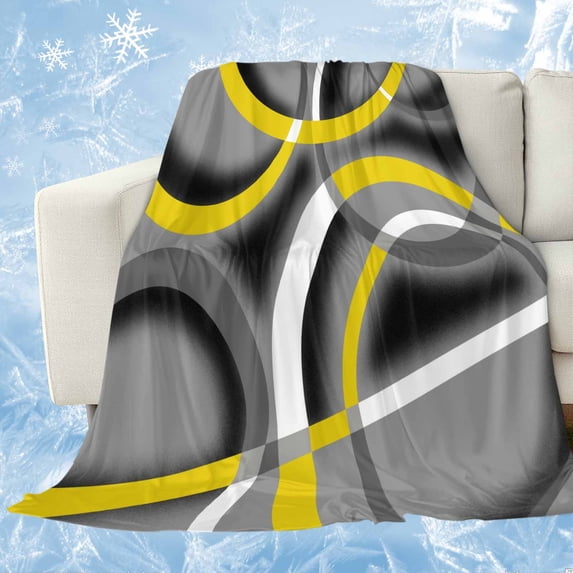 Yellow Geometric Cooling Blanket,Lightweight Breathable Summer Throw Blanket with Double Sided Cold Effect,Gray Black Retro Abstract Stripes Lines Picnic Blankets Bed Sheet for Hot Sleepers 40"x60"