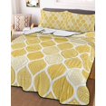 thumbnail image 1 of Yellow Geometric Full Size Down Alternative Comforter, Lightweight Comforter Quilt Bedding Set with Pillow Shams Morocco Modern Abstract Plaid Art All Seasons Bed Comforter Duvet Insert 78"x90", 1 of 7