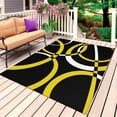 thumbnail image 1 of Yellow Geometric Outdoor Rug for Patio/Deck/Porch, Non-Slip Large Area Rug 5 x 8 Ft, Modern Abstract Simple Lines Black Indoor Outdoor Rugs Washable Area Rugs, Reversible Camping Rug Carpet Runner, 1 of 8