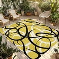 thumbnail image 1 of Yellow Geometric Outdoor Rug for Patio/Deck/Porch, Non-Slip Large Area Rug 6 x 9 Ft, Farmhouse Abstract Black White Striped Indoor Outdoor Rugs Washable Area Rugs, Camping Rug Carpet Runner, 1 of 8