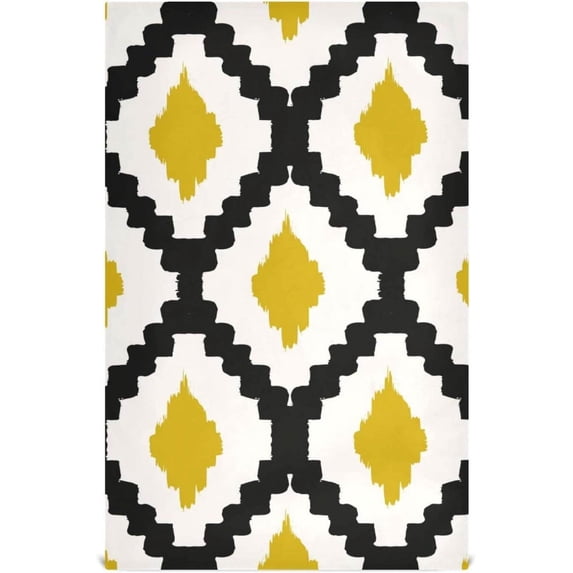 Yellow Geometric Pattern Tea Towels Set of 1 Modern Style Kitchen Dish Cloth with Hanging Loop, 18"x28"Lint-Free Absorbent Towel for Kitchen Drying Wiping and Cleaning