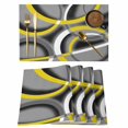 thumbnail image 1 of Yellow Geometric Placemats Set of 6, Gray Black Retro Abstract Stripes Lines Placemats for Dining Table, Place Mats for Kitchen Tabletop, Waterproof Wipeable Dining Table Mats Set, 1 of 9