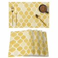 thumbnail image 1 of Yellow Geometric Placemats Set of 8, Morocco Modern Abstract Plaid Art Placemats for Dining Table, Place Mats for Kitchen Tabletop, Waterproof Wipeable Dining Table Mats Set, 1 of 9