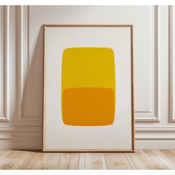 Yellow Geometric Print, Minimalist Color Block Art