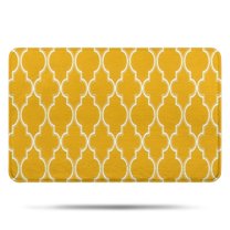 Yellow Geometric Quatrefoil Pattern Bathroom Rugs Mat,Non Slip Microfiber Bathroom Rug,Rubber Backing,Soft Bathroom Mats for Bathroom Floor,Tub and Shower,17x27in(43x68cm)