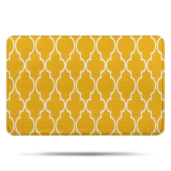 Yellow Geometric Quatrefoil Pattern Bathroom Rugs Mat,Non Slip Microfiber Bathroom Rug,Rubber Backing,Soft Bathroom Mats for Bathroom Floor,Tub and Shower,17x27in(43x68cm)