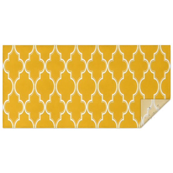 Yellow Geometric Quatrefoil Pattern Rectangle Tablecloth 60"x120",Waterproof Polyester Rectangle Table Cloth, Wipeable Spillproof Polyester Tablecloth for Dining, Camping, Indoor and Outdoor