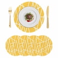 thumbnail image 1 of Yellow Geometric Round 15 Inch Placemats Set of 4, Abstract Stripes Modern Minimalist HeatResistant Non Slip Place Mats for Dining Table, Wipeable Braided Kitchen Table Mats for Housewarming, 1 of 9