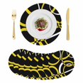 thumbnail image 1 of Yellow Geometric Round 15 Inch Placemats Set of 8, Modern Abstract Simple Lines Black HeatResistant Non Slip Place Mats for Dining Table, Wipeable Braided Kitchen Table Mats for Housewarming, 1 of 9
