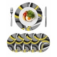 thumbnail image 1 of Yellow Geometric Round Placemats Set of 4 for Dinning Tables,Heat-proof Braided Table Mats 13 Inch,Gray Black Retro Abstract Stripes Lines Washable Place Mat for Kitchen Restaurant Party Table Decor, 1 of 9