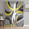thumbnail image 1 of Yellow Geometric Semi Sheer Curtains 72 Inch Length 2 Panels Set, Gray Black Retro Abstract Stripes Lines Sheer Kitchen Curtain Privacy Voile Window Curtain for Living Room Bedroom Rod Pocket Drapes, 1 of 7