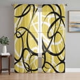 thumbnail image 1 of Yellow Geometric Semi Sheer Curtains 96 Inch Length 2 Panels Set, Farmhouse Abstract Black White Striped Sheer Kitchen Curtain Privacy Voile Window Curtain for Living Room Bedroom Rod Pocket Drapes, 1 of 7