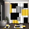 thumbnail image 1 of Yellow Geometric Shower Curtain Set with Toilet Lid Cover and Non-Slip Rugs for Bathroom, Black White Grey Checkered 4 Pcs Shower Curtain, Modern Abstract Bathroom Set with 12 Hooks, 1 of 9