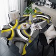 thumbnail image 1 of Yellow Geometric Table Cloth Waterproof Tablecloths, Gray Black Retro Abstract Stripes Lines Tablecloth Dining Table Cover for Kitchen Party Tabletop Outdoor, Rectangle Tablecloth 54x108 Inch, 1 of 9