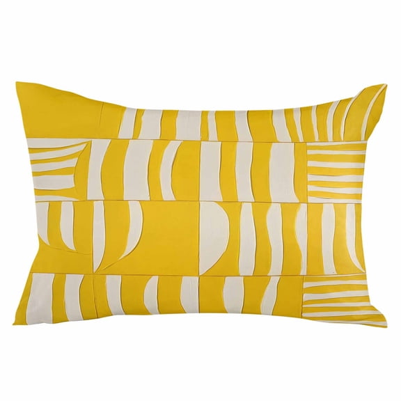 Yellow Geometric Throw Pillow Cover 16 x 24 Inch Decorative Pillow Cover Modern Abstract Minimalist Stripe Lumbar Pillowcase Seasonal Rectangle Cushion Case for Couch Sofa Bed Living Room