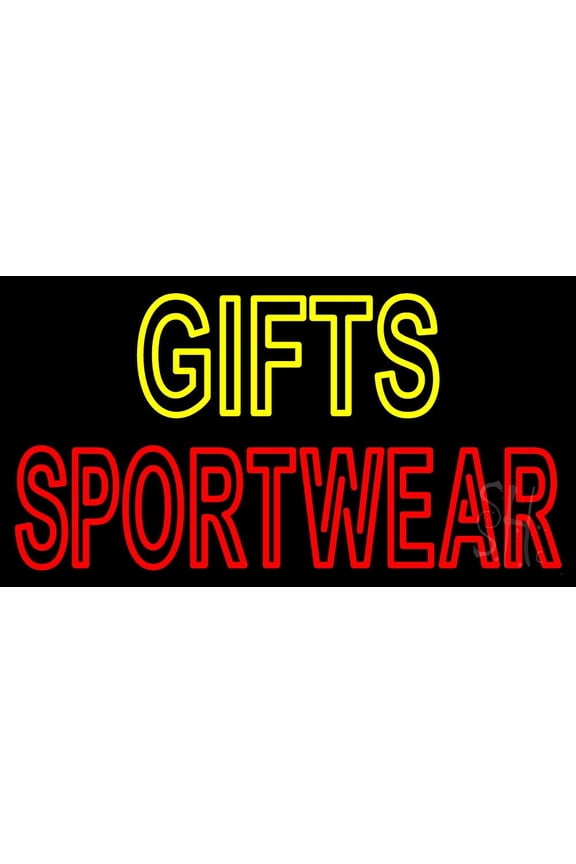 Yellow Gifts Red Sportswear LED Neon Sign 13" Tall x 24" Wide - inches, Black Square Cut Acrylic Backing, with Dimmer - Premium built indoor Sign for Storefront, Store interior.