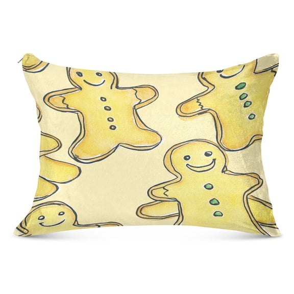 Yellow Gingerbread Man 20x26" Standard Plush Pillow Case, Zippered Hypoallergenic Bed Pillowcase