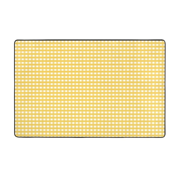 Yellow Gingham Shaggy Area Rug, Rugs for Living Room Bedroom Non Slip Door Mat Indoor Carpet Machine Washable Nursery Home Decor Floor Mats for Entryway 60x39in-#