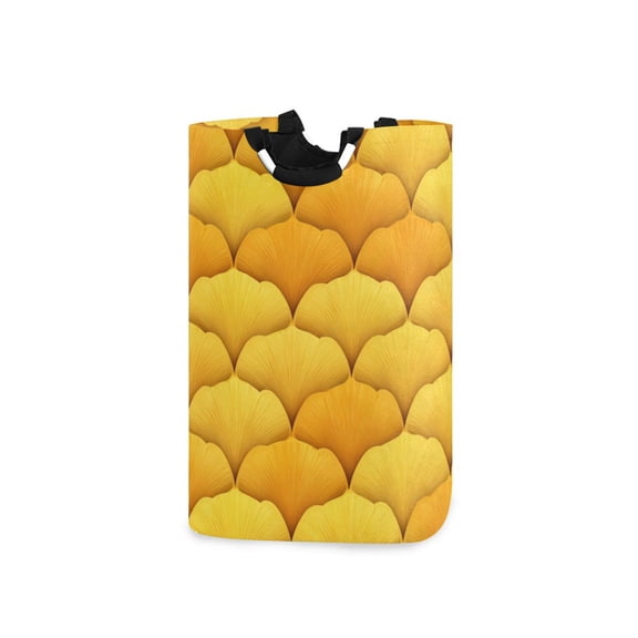 Yellow Ginkgo Leaves Laundry Basket with Handles Foldable Laundry Hamper Freestanding Washing Bin 50L