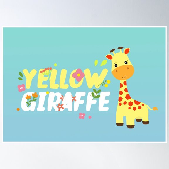 Yellow Giraffe- Vintage Wall Arttrendy Retro Print Room Decor Wall Art , Poster Print Only