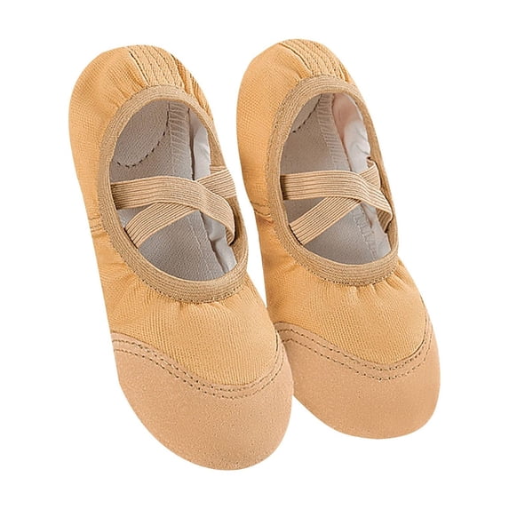 Yellow Girls' Practice Shoes With Soft Soles And Breathable Fabric, For Flexibility And Suede Soles For Support
