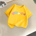 thumbnail image 1 of Yellow Girls Shirt | Kids Heart Print T-Shirt | Soft Cotton Short Sleeve Tee for Kids Girl, Cute Casual Top Sizes 4T to 12,Size 4 T, 1 of 8